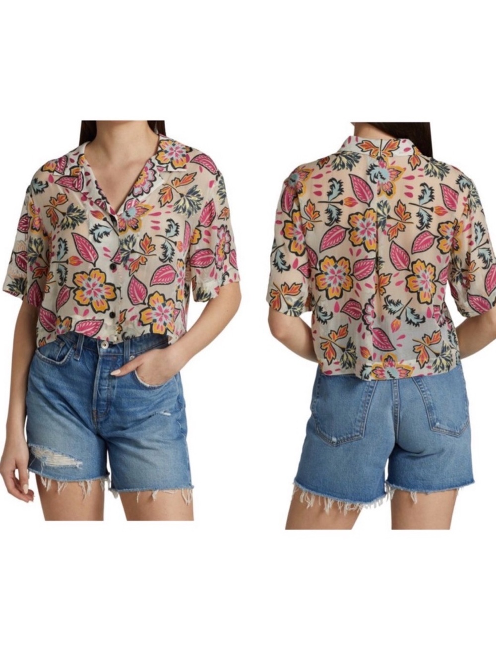 Rag & Bone Mare Cropped Floral Shirt